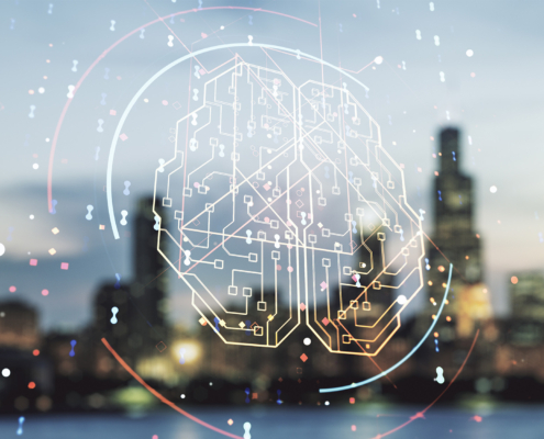 Double exposure of creative artificial Intelligence interface