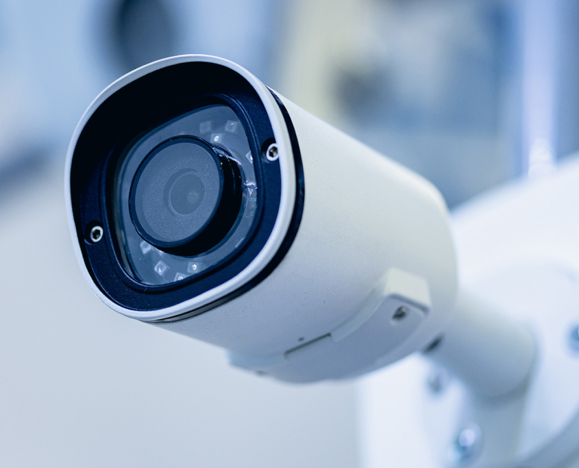 Video surveillance camera on building Video surveillance camera on building