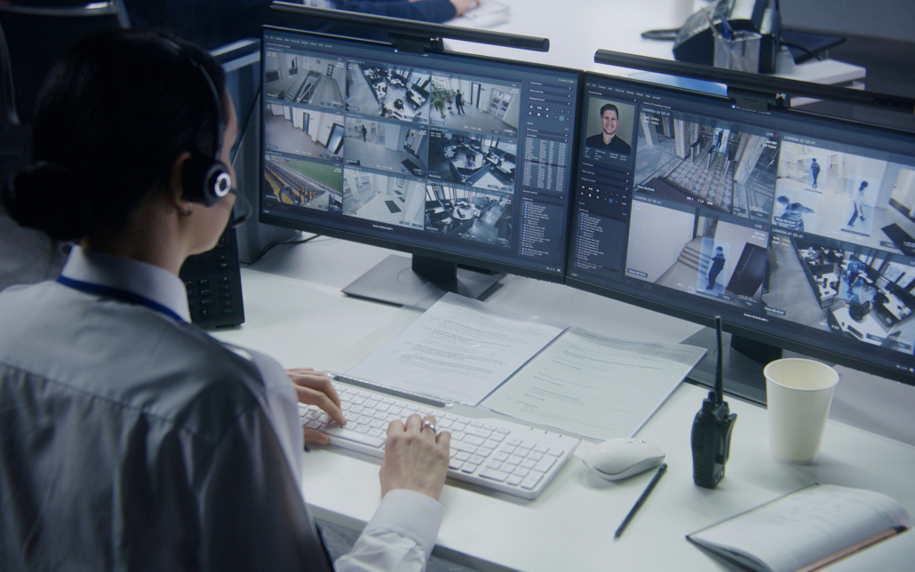person checking video surveillance