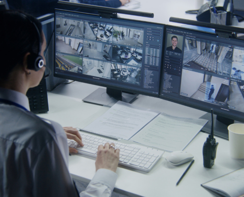person checking video surveillance